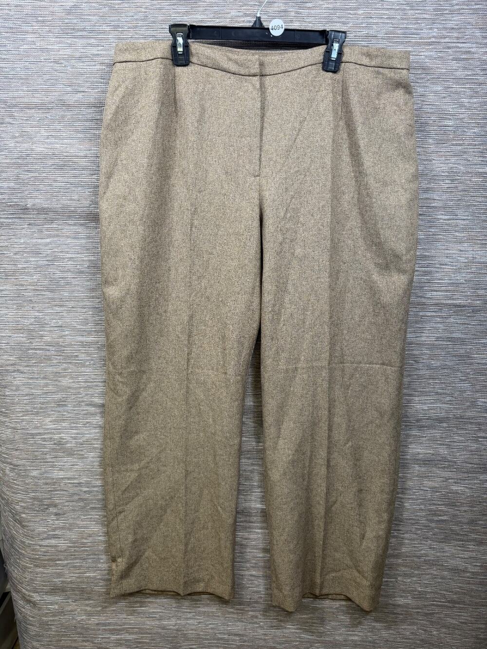 Le Suit Dress Pant Womens Size 22W Tan Herringbone High Waist Career Business